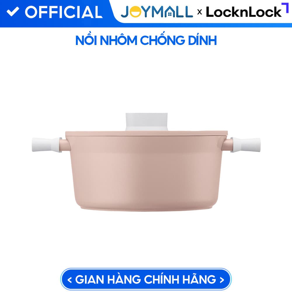Nồi chảo nhôm Lock&Lock chống dính Suit IH dùng được bếp từ tay cầm êm dẫn nhiệt nhanh JoyMall Nồi CSU1222PIK 22cm