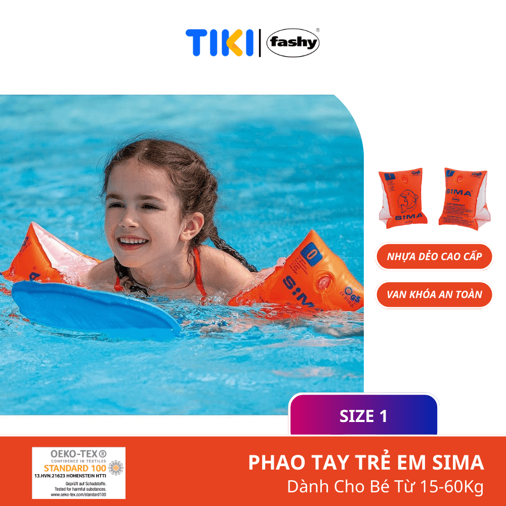 Phao tay tập bơi trẻ em nhập khẩu từ Đức thương hiệu Fashy tiêu chuẩn chất lượng Châu Âu dòng Sima cao cấp an toàn dành cho bé từ 6 12 tuổi tương đương cân nặng từ 30 60 kg Size 1