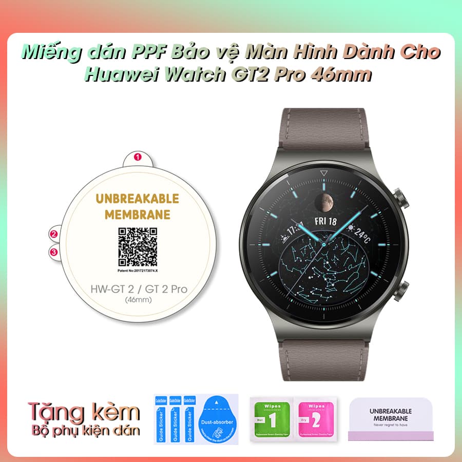 Miếng Dán Màn Hình Mặt Trước PPF Dành Cho Đồng Hồ Thông Minh Huawei GT2 Pro 46mm