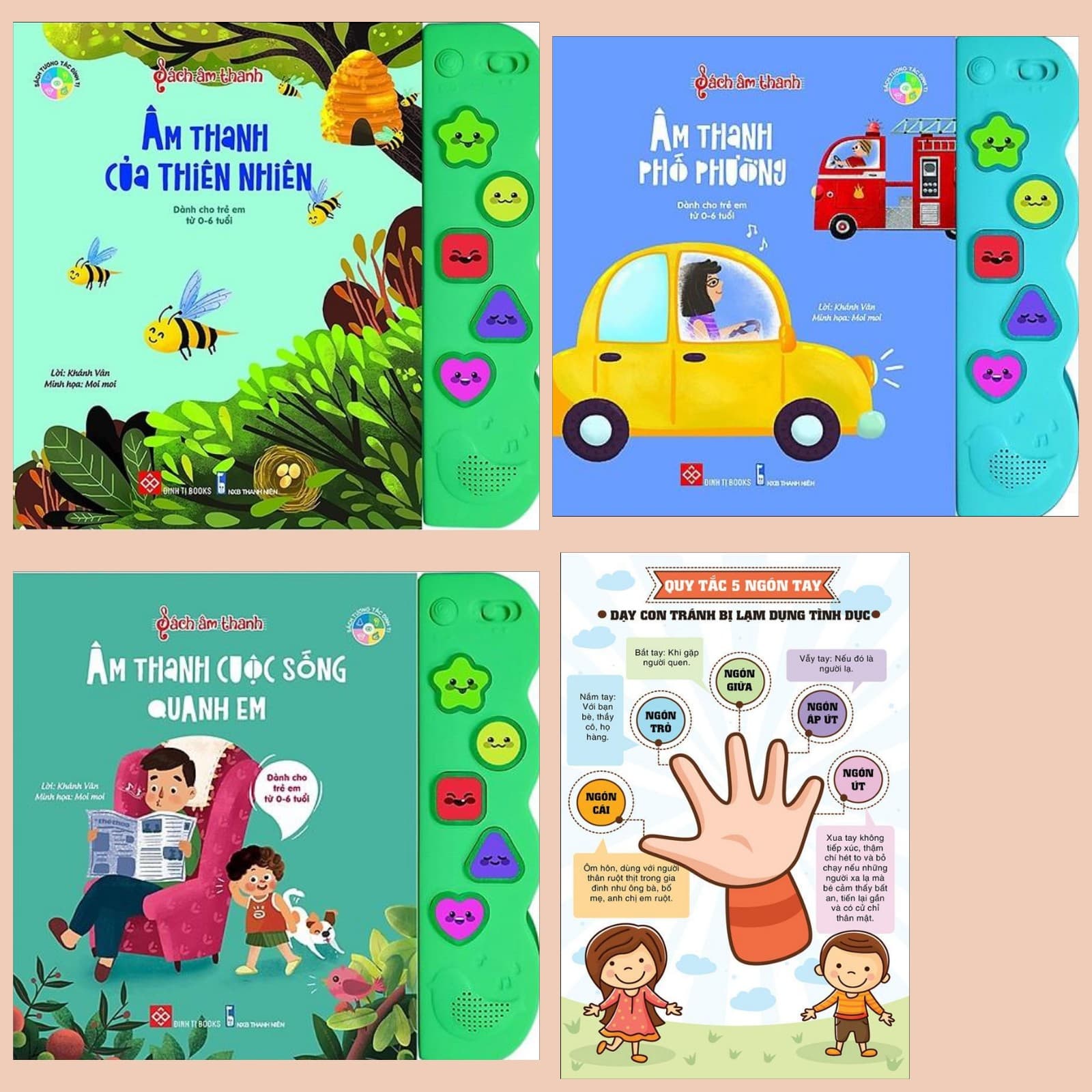 Combo Sách Lật Mở Tương Tác SÁCH ÂM THANH Âm Thanh Của Thiên Nhiên Âm Thanh Phố Phường Âm Thanh Cuộc Sống Quanh Em Poster An Toàn Cho Bé Sách kích thích não bộ của trẻ