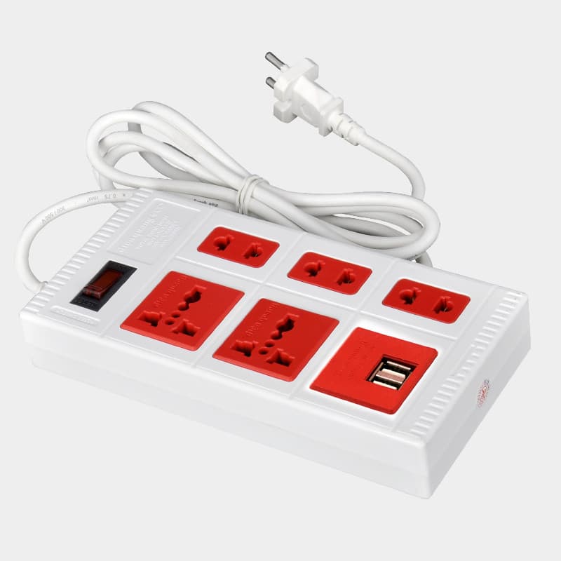 Ổ cắm Điện Quang ECO ĐQ ESK 5WR 5ECO 2A 5 lỗ dài 5 mét màu trắng đỏ 2 cổng USB 2.0A