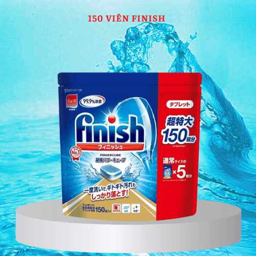 Viên rửa bát Finish Nhật bản 150 viên Viên finish power cube 150v dùng cho máy rửa bát chén loại nhỏ từ 6 8 9 10 bộ bát đĩa 150V finish nhật