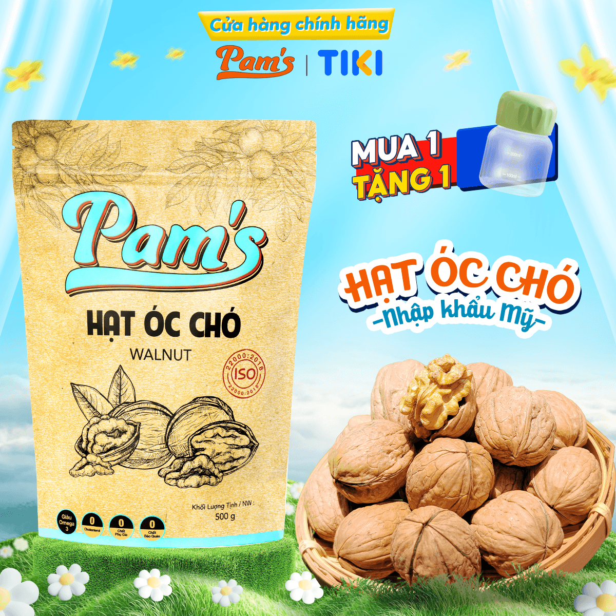 Hạt Óc Chó Chandler Nhập Khẩu Mỹ Pams Hạt Óc Chó Cao Cấp Dễ Tách Dinh Dưỡng Mẹ Bầu Chất Lượng Cao Giòn Béo ThơmNgon 500g
