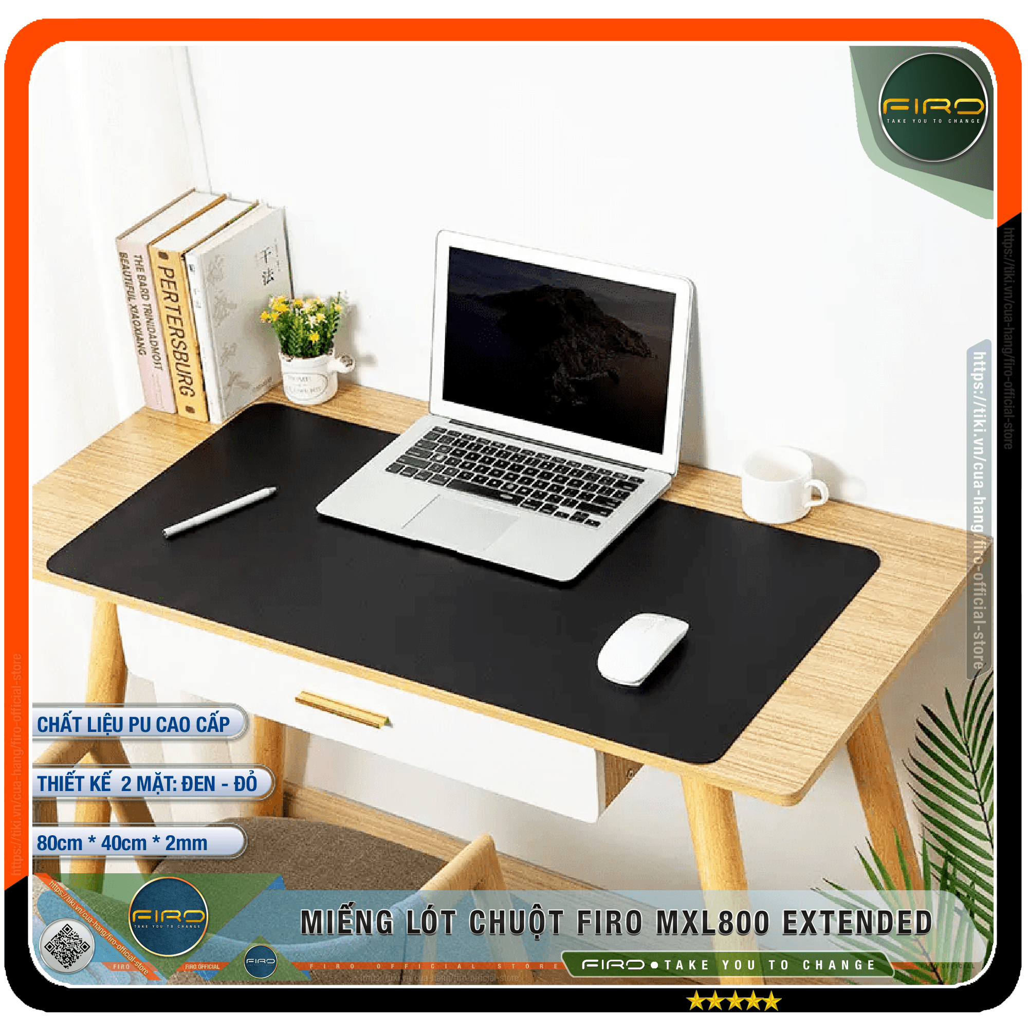 Lót Chuột FIRO Pad Chuột FIRO Miếng Lót Chuột Cỡ Lớn MXL800 EXTENDED 80cmx40cm Chất Liệu Da PU Cao Cấp Tấm Lót Chuột Và Bàn Phím Chơi Game Tấm Trải Bàn Làm Việc Thiết Kế 2 Mặt Tiện Lợi FIRO FIRO MXL800 EXTENDED Đen Đỏ