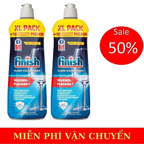 Combo 2 chai nước làm bóng finish 1150ml dùng cho máy rửa bát chén combo 2 chai bóng 800ml