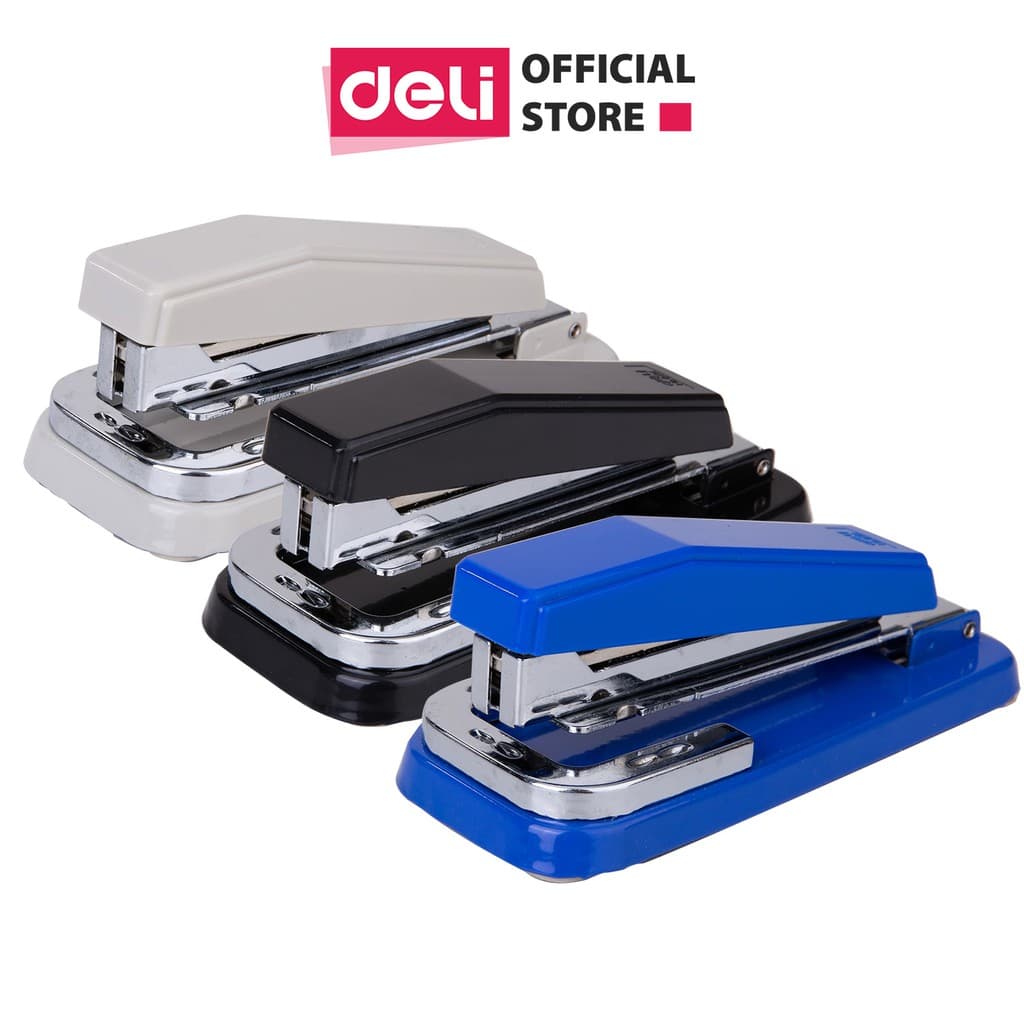 Dập Ghim Xoay Chiều 25 Trang Deli Xám Đen Xanh Dương 1 Cái E0414 Đen