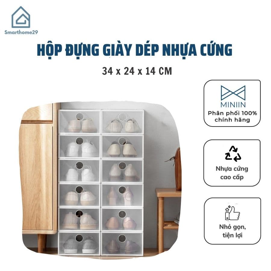 Combo 5 Hộp Đựng Giày Dép Nhựa Cứng Đa Năng Cao Cấp Chống Bám Bụi Bẩn Có Lỗ Thoáng Khí Lắp Ráp Đơn Giản MINIIN 5 Hộp