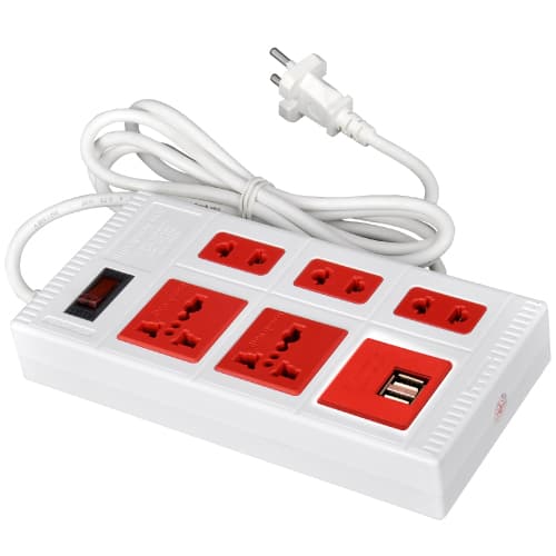 Ổ cắm Điện Quang ECO ĐQ ESK 2WR 5ECO 2A 5 lỗ dài 2 mét màu trắng đỏ 2 cổng USB 2.0A