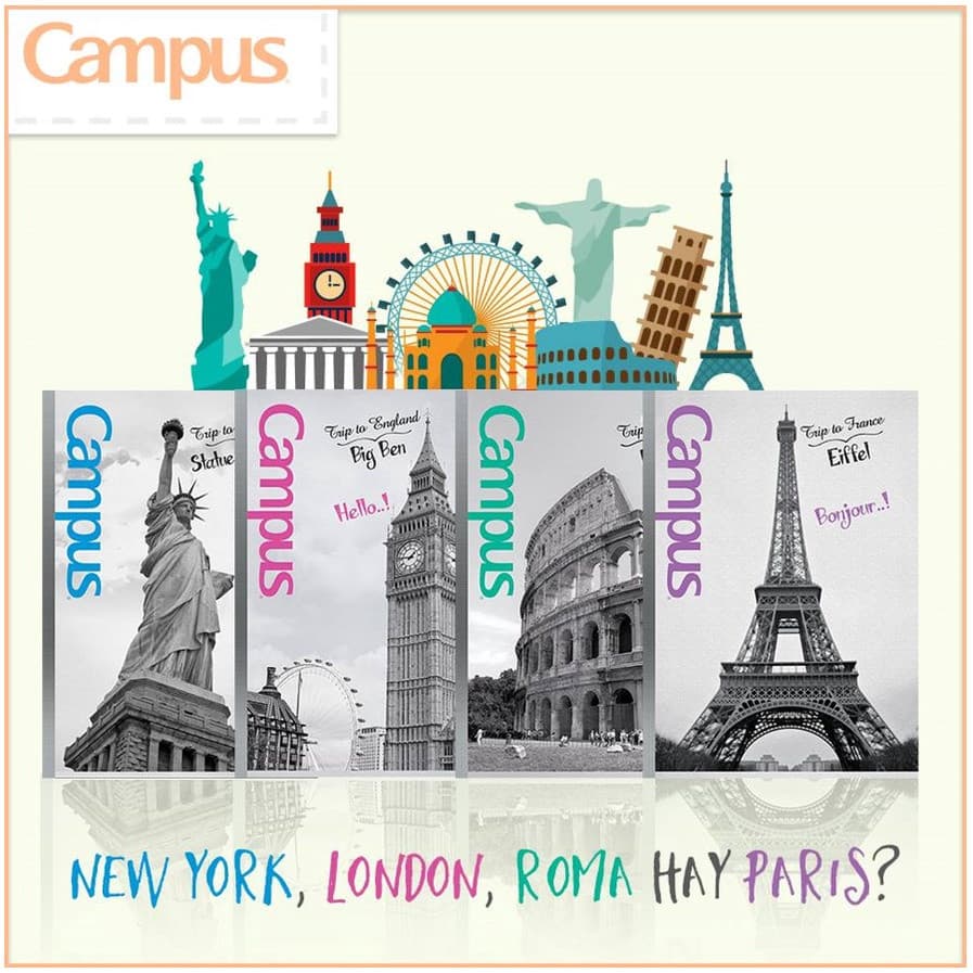 Combo 5 cuốn Vở Kẻ Ngang Campus Landscape 200 trang NB BLAS200 Roma