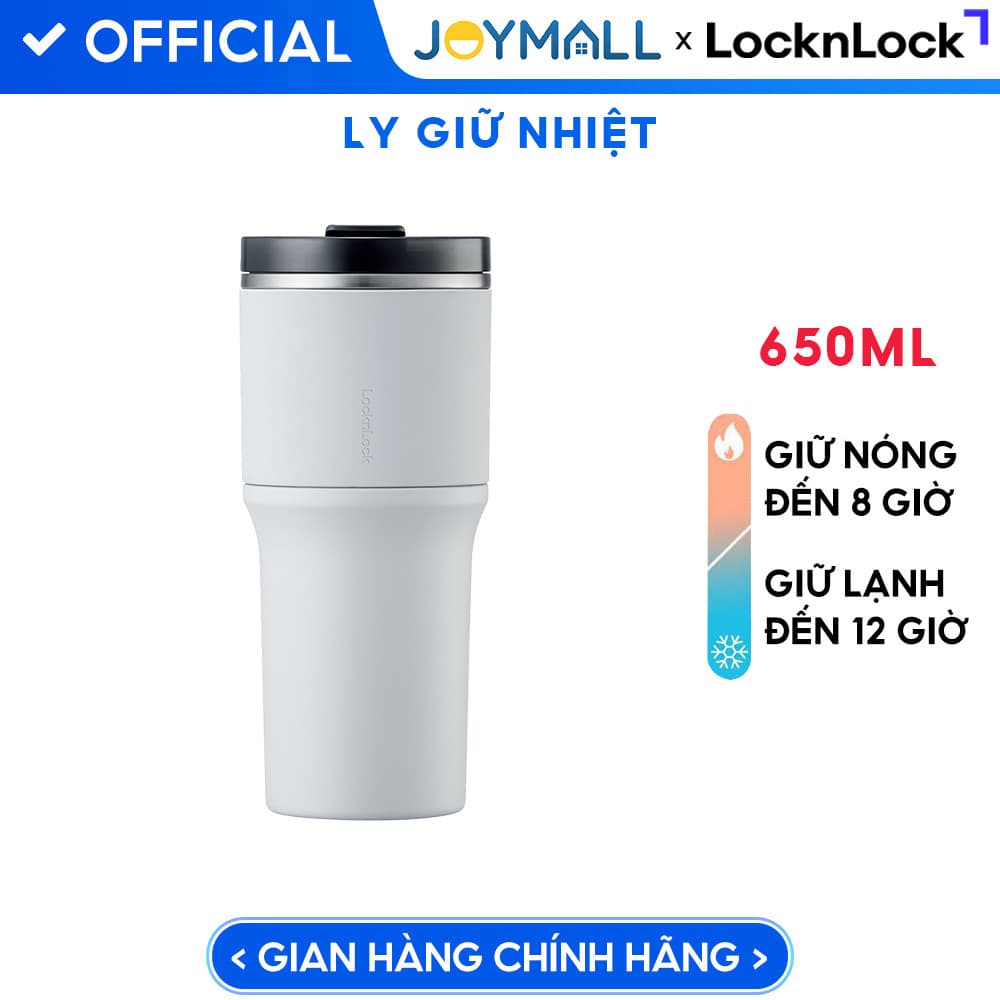 Bình giữ nhiệt LocknLock Metro Drive LHC4277S 650ml Kèm ống hút và cọ rửa Trắng