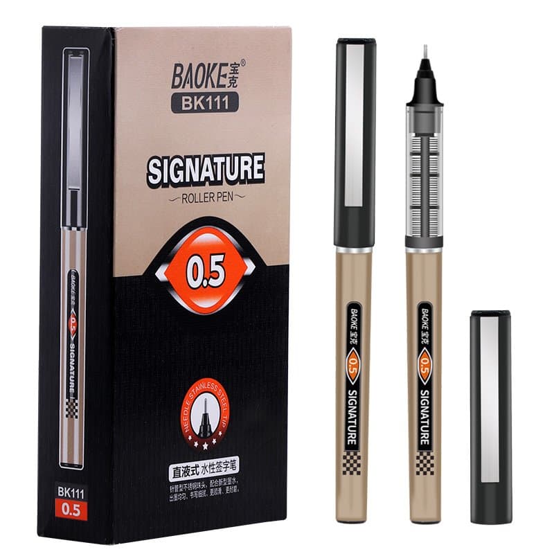 Hộp 12 cây Bút nước Baoke ngòi 0.5mm BK111 Đen