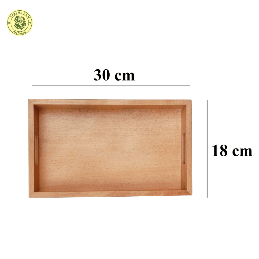 Khay Gỗ Beech Hình Chữ Nhật Lỗ Cầm Tay Đồ Dùng Nhà Bếp Thương Hiệu Trường Sơn Size M TL85