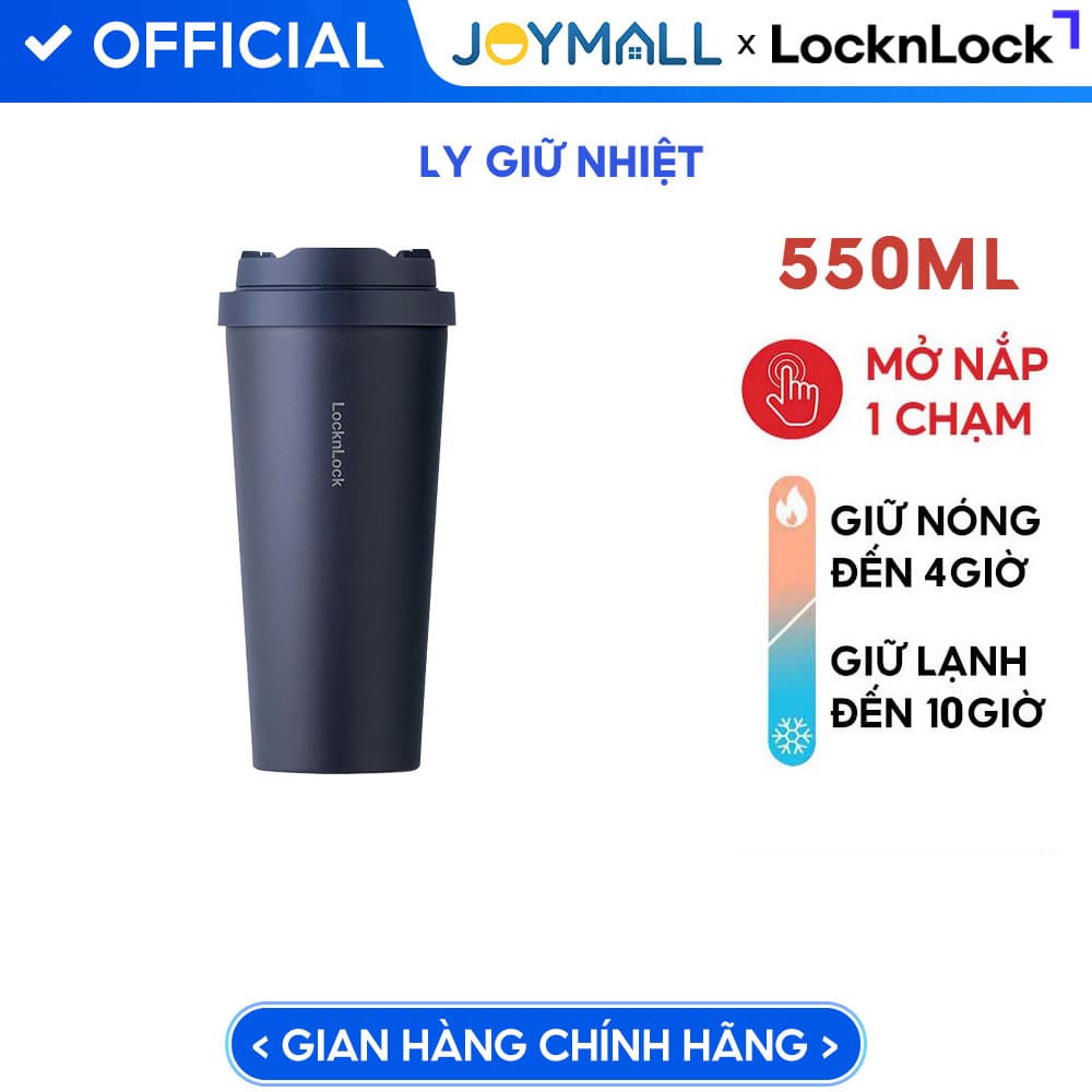 Bình Giữ Nhiệt Lock&Lock Energetic One Touch Tumbler LHC3249 550ML Xanh Navy
