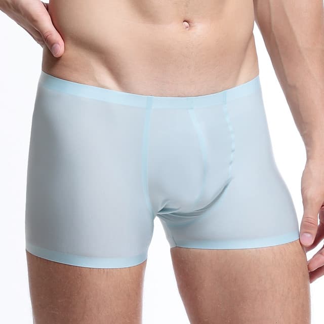 Quần lót nam thun lạnh không đường may sịp đùi nam cao cấp kiểu dáng boxer nam ôm sát chất liệu su thoáng mát mềm mịn và mỏng nhẹ quần lót cạp nhỏ đơn giản với màu trơn QLW806 Xanh nhạt M