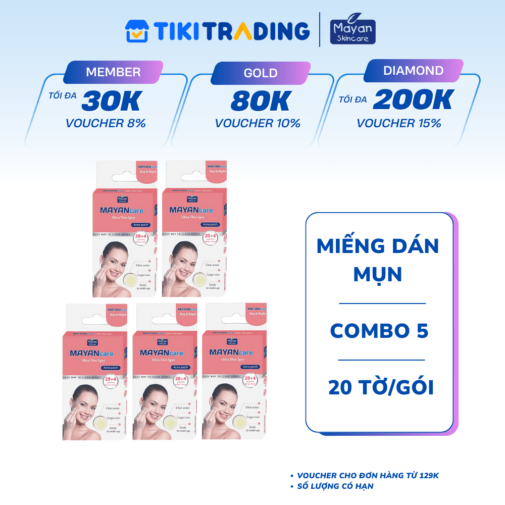 Combo 5 Miếng Dán hỗ trợ điều trị Mụn Mayancare 20 Miếng 0.8cm