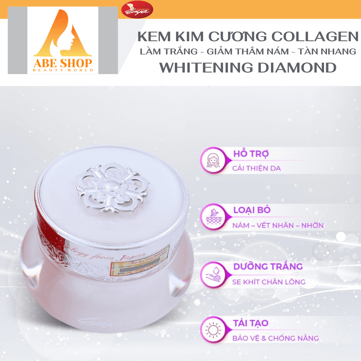 Kem ENYA Kim Cương 25g ENYA COLLAGEN DIAMOND ANTI AGING Làm Trắng Giảm Thâm Nám