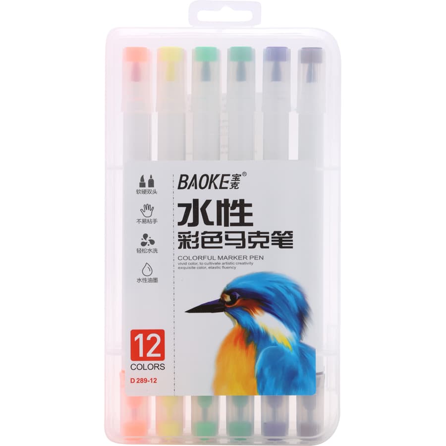 Bút lông hai đầu Marker Baoke D289 12 màu