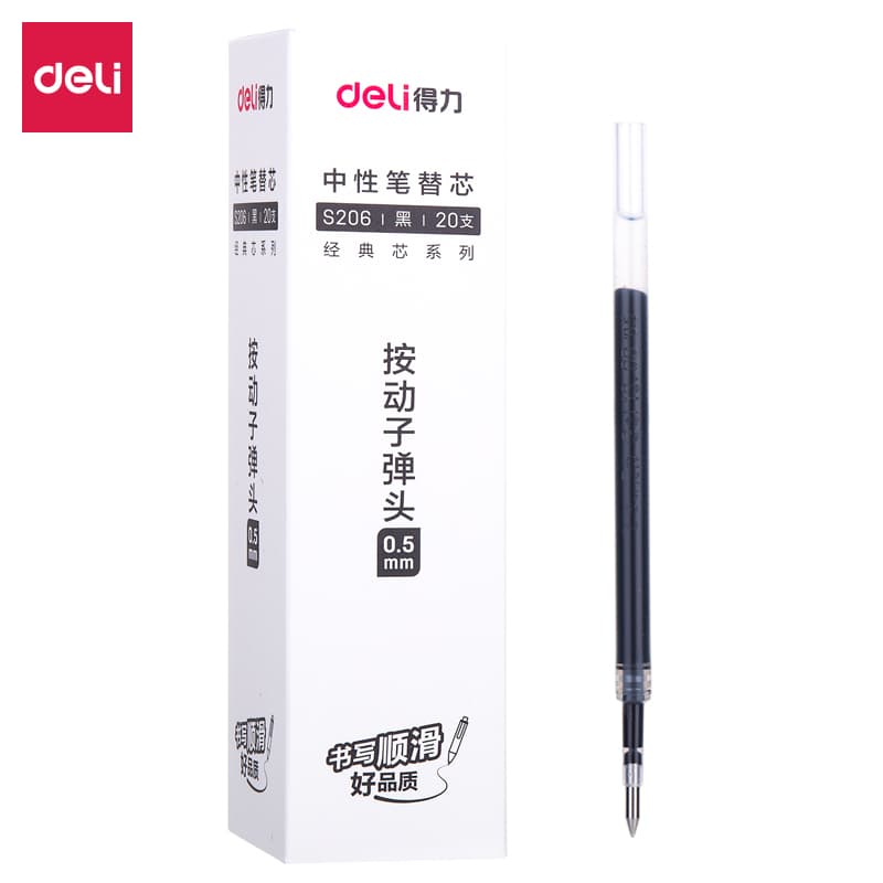 Bút Bi Nước Mực Gel Ngòi 0.5mm Siêu Mướt Nhiều Mực Deli Dành Cho Văn Phòng Sinh viên Học Sinh S18 B S18 A Ruột Bút Đen