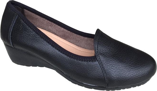 HÌNH ẢNH THẬT Giày đế xuồng nữ Trường Hải 3cm trơn đen da bò cao cấp mềm mại không bong tróc đế cao chống mòn không trơn DX0845 Đen 38