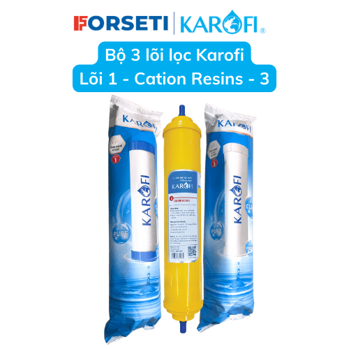 Combo 3 lõi lọc nước Karofi 123 với lõi số 2 Cation resin nhỏ cho các náy N e