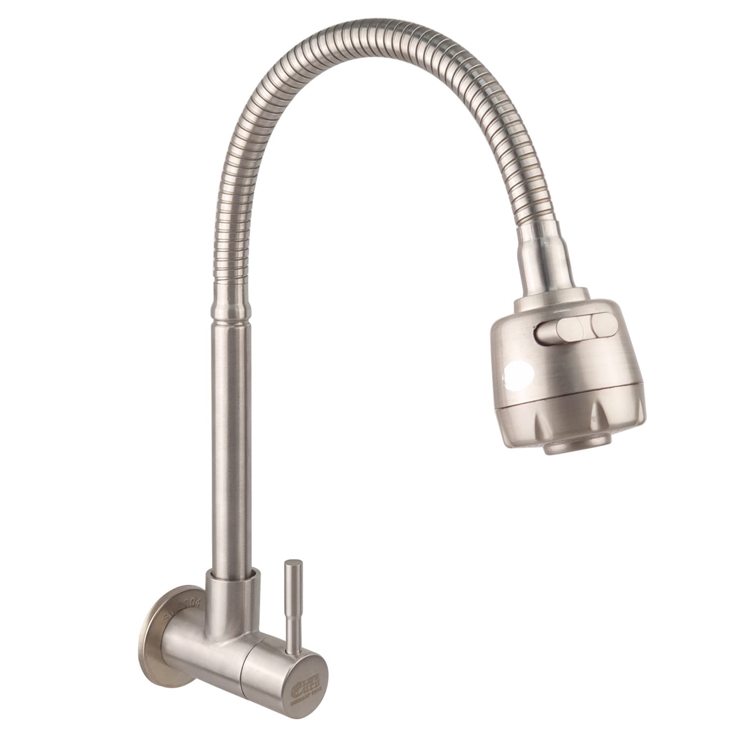 Vòi rửa chén lạnh âm tường Inox SUS 304 cần lò xo Eurolife EL RC10 Trắng vàng