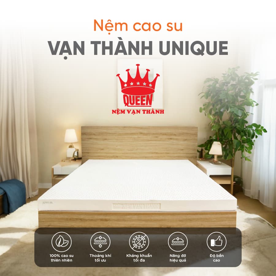 Nệm Cao Su thiên nhiên Vạn Thành UNIQUE 160x200x5cm