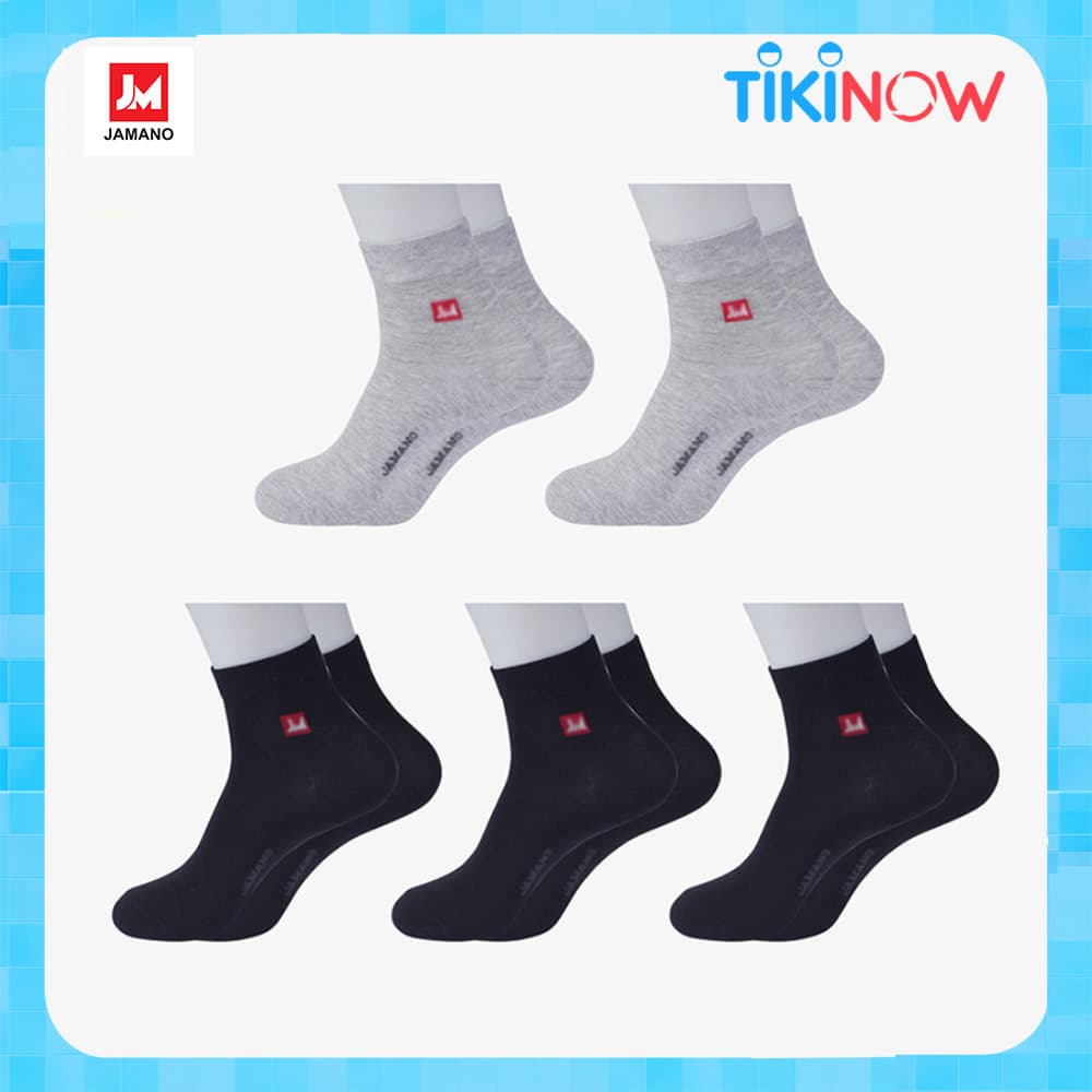 Combo 5 Đôi Tất Nam Vớ Nam Cổ Dài Sợi Cotton Mix Màu Đen & Ghi