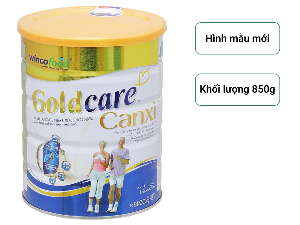 Sữa bột Wincofood GoldCare Canxi bổ sung canxi giúp xương chắc khỏe MUFA PUFA tốt cho tim mạch phù hợp cho người từ 30 tuổi trở lên.