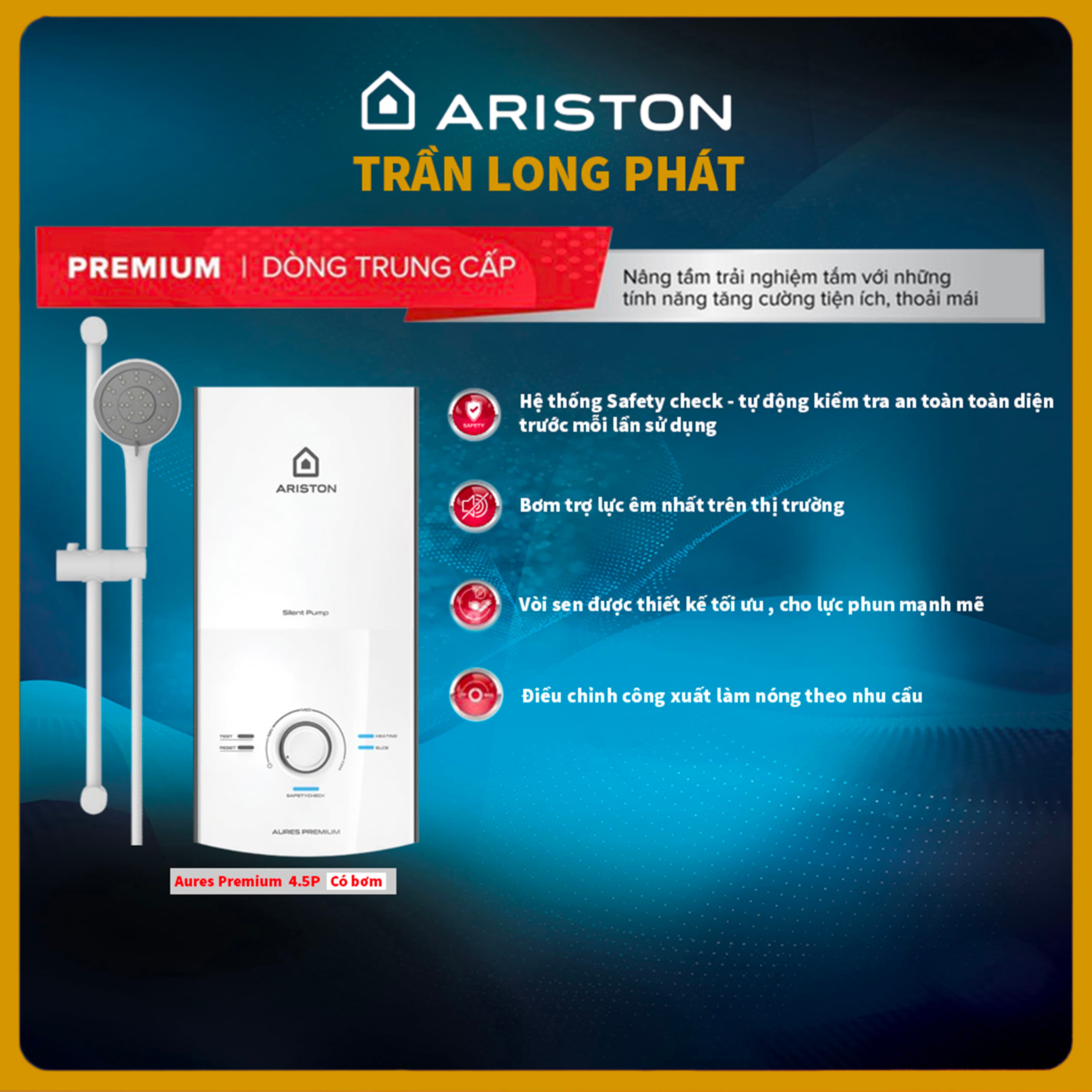 Bình đun nước nóng tức thời Ariston AURES PREMIUM 4.5P Khách cần lắp hãy CHAT với shop ạ .