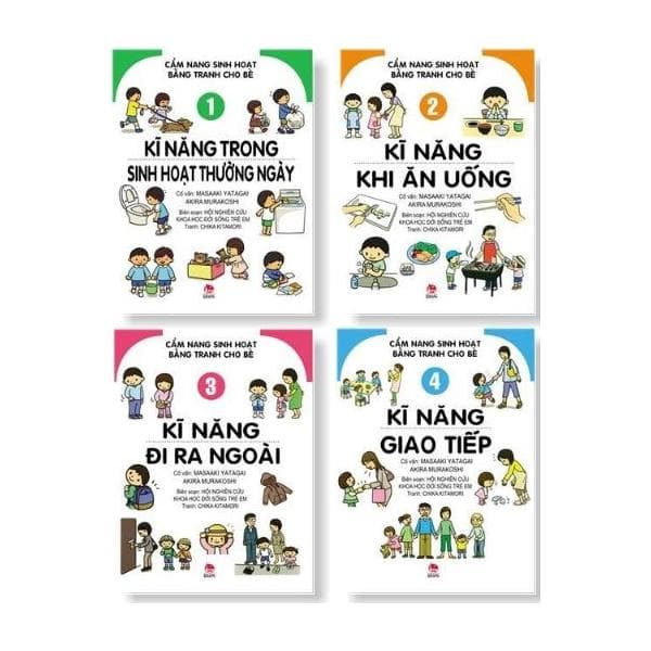 Sách kỹ năng Cẩm nang sinh hoạt bằng tranh cho bé bộ 4 cuốn