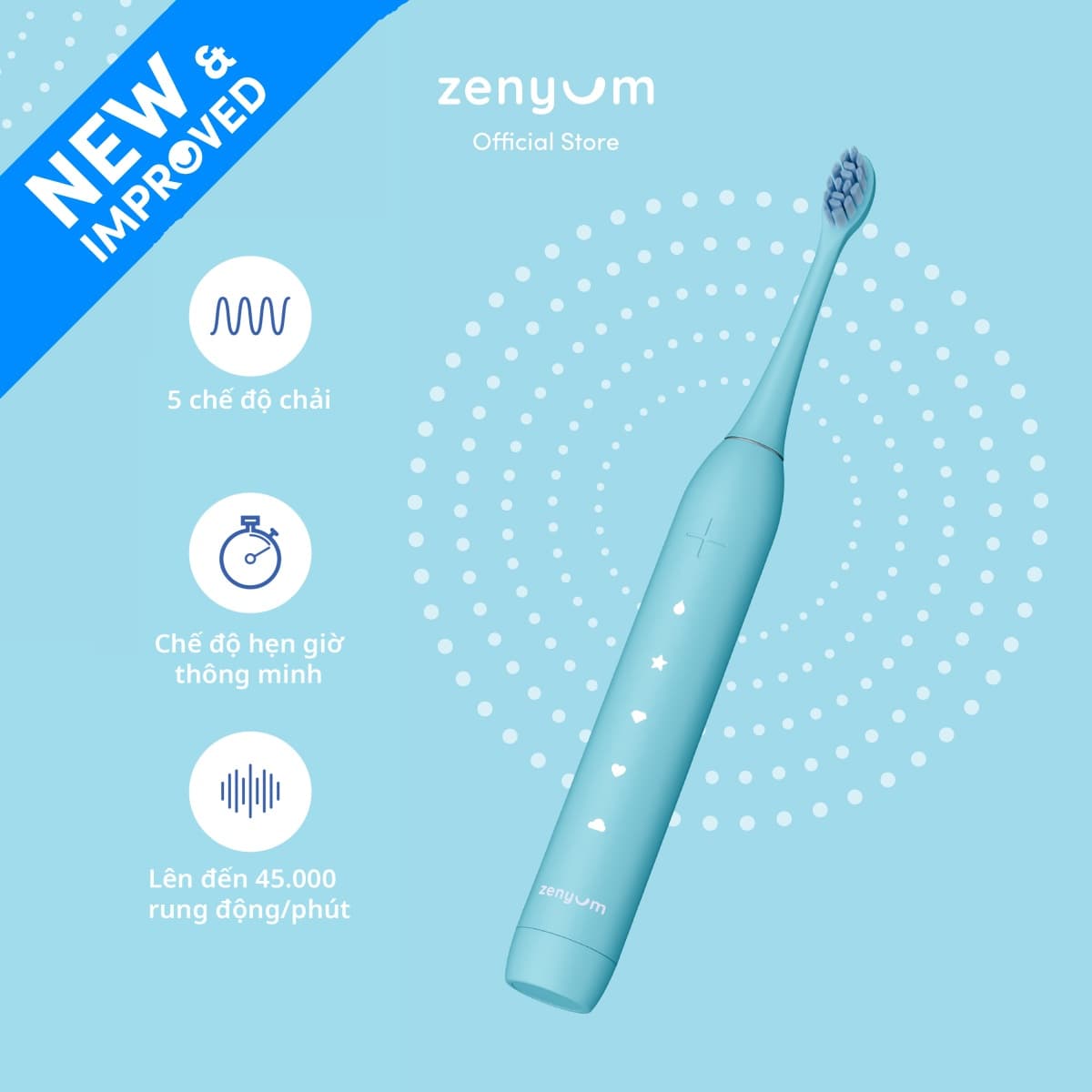 Bàn Chải Đánh Răng Điện Zenyum Sonic 2.0 Màu Xanh Dương Công Nghệ Singapore