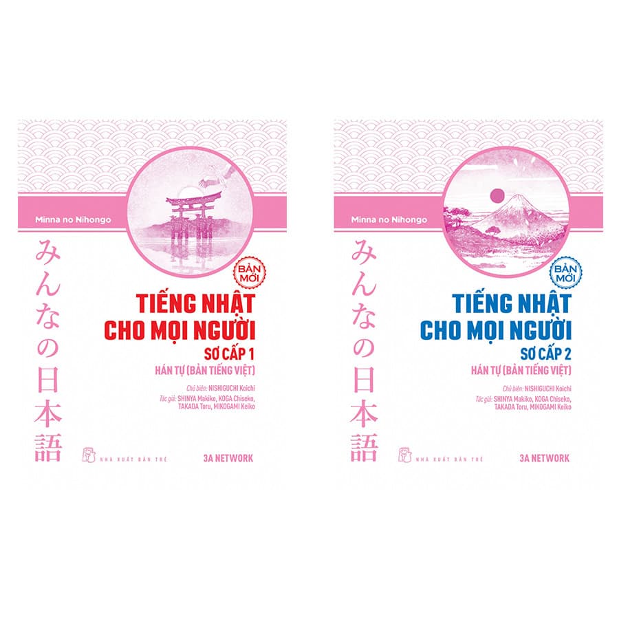 Combo 2 cuốn minna no nihongo Tiếng Nhật Cho Mọi Người Trình Độ Sơ Cấp 1 và 2 Hán Tự Bản Tiếng Việt Bản Mới Tặng sổ tay VDT