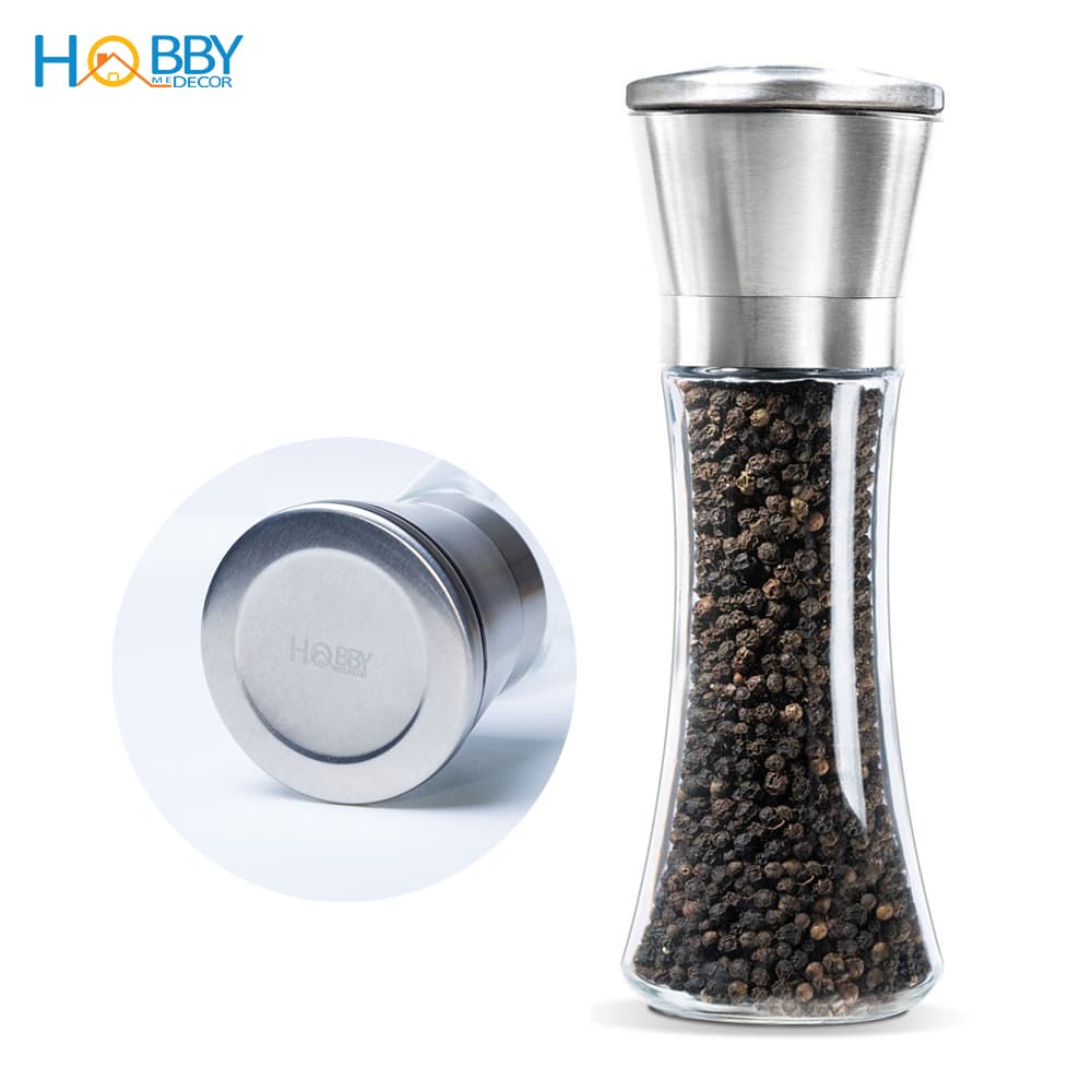 Lọ xay tiêu cầm tay nắp viền inox 304 lọ thủy tinh Hobby Home Decor XT mẫu thon cao và mẫu thấp tùy chọn Mẫu cao XT2