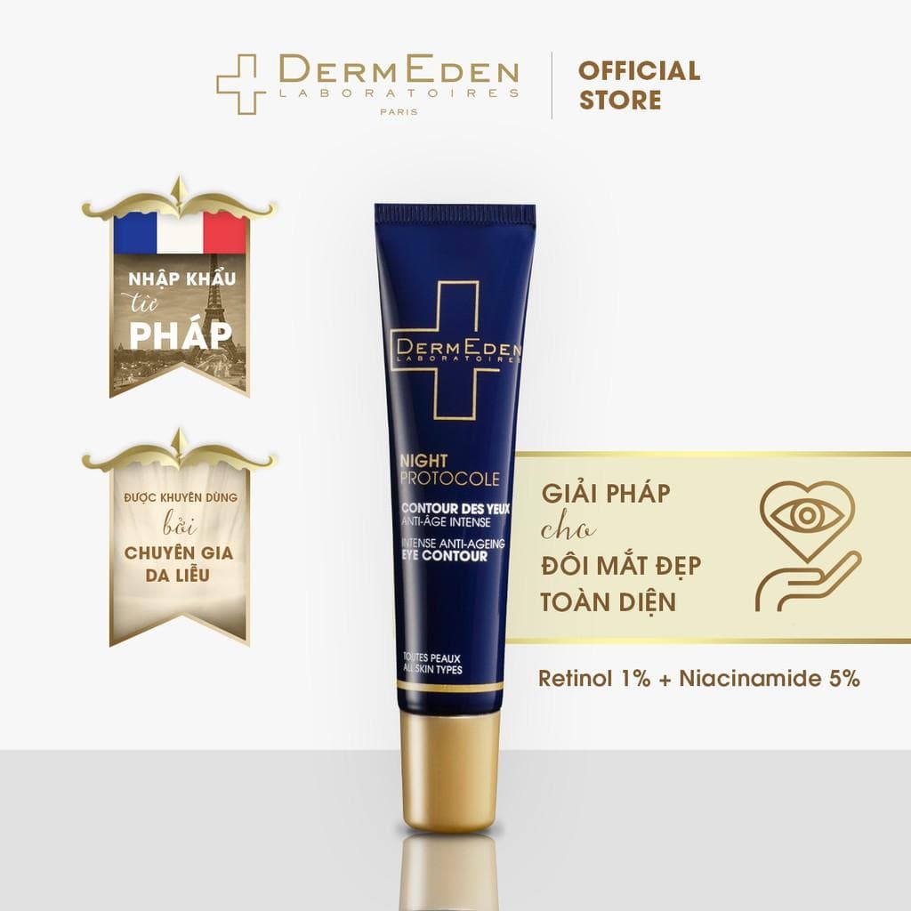 Kem mắt làm mờ quầng thâm nếp nhăn bọng mắt tàn nhang DERMEDEN Eye Contour Retinol 1 Niacinamide 5 15ml Eye.15ml