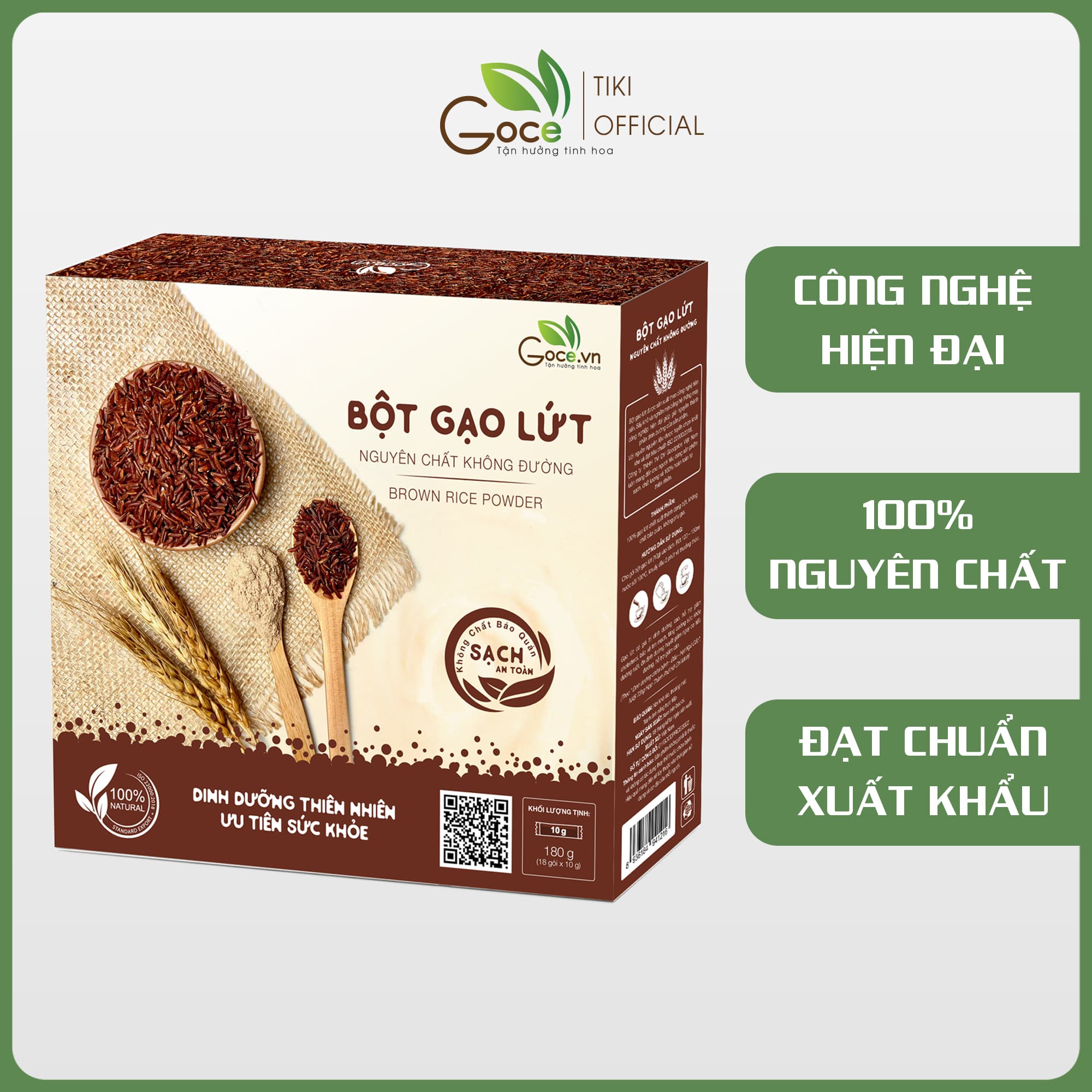 Bột gạo lứt nguyên chất Goce 180g 18 gói x 10g