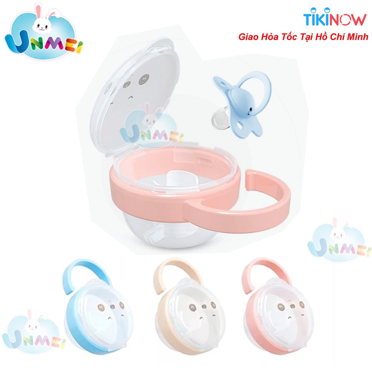 Hộp Đựng Núm Ti Giả Núm Ti Ngậm Cho Bé Trong Suốt Có Móc Treo Phù Hợp Với Núm Ty Ngậm Philips Avent Vàng Kem