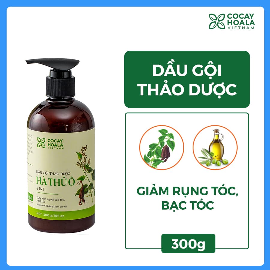 Dầu Gội và Xả Thảo Dược Hà Thủ Ô Giảm Rụng Tóc Bạc Tóc Cocayhoala 300g