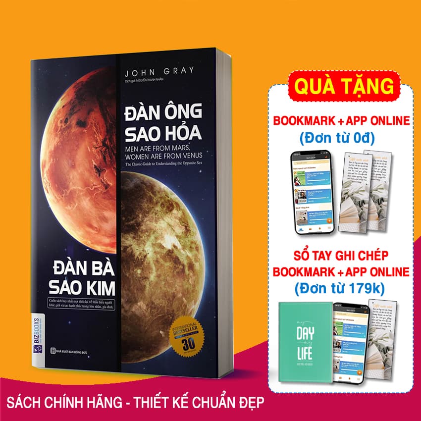 Sách Đàn Ông Sao Hỏa Đàn Bà Sao Kim Tặng kèm 1 bookmar hình ngẫu nhiên như hình