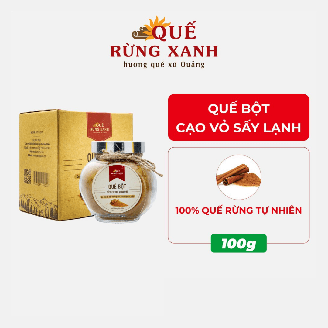 Quế Bột cạo vỏ sấy lạnh giúp lưu thông máu giảm mỡ máu tốt cho tim mạch ổn định đường huyết Xuất xứ Quảng Ngãi 100 gram Hũ Quế Rừng Xanh