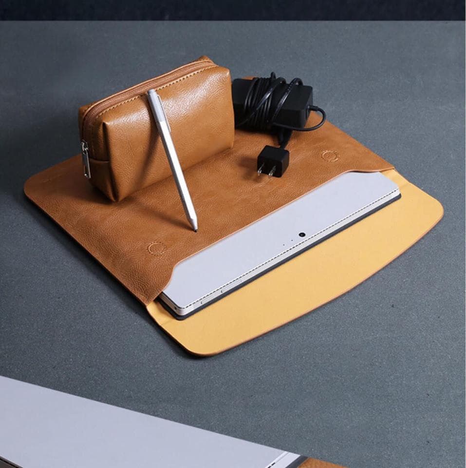 Bao da Cặp da túi da chống sốc cho Macbook Surface Pro Laptop Tặng kèm ví đựng sạc chuột Macbook Pro 15.4 inch đời 2016 2019