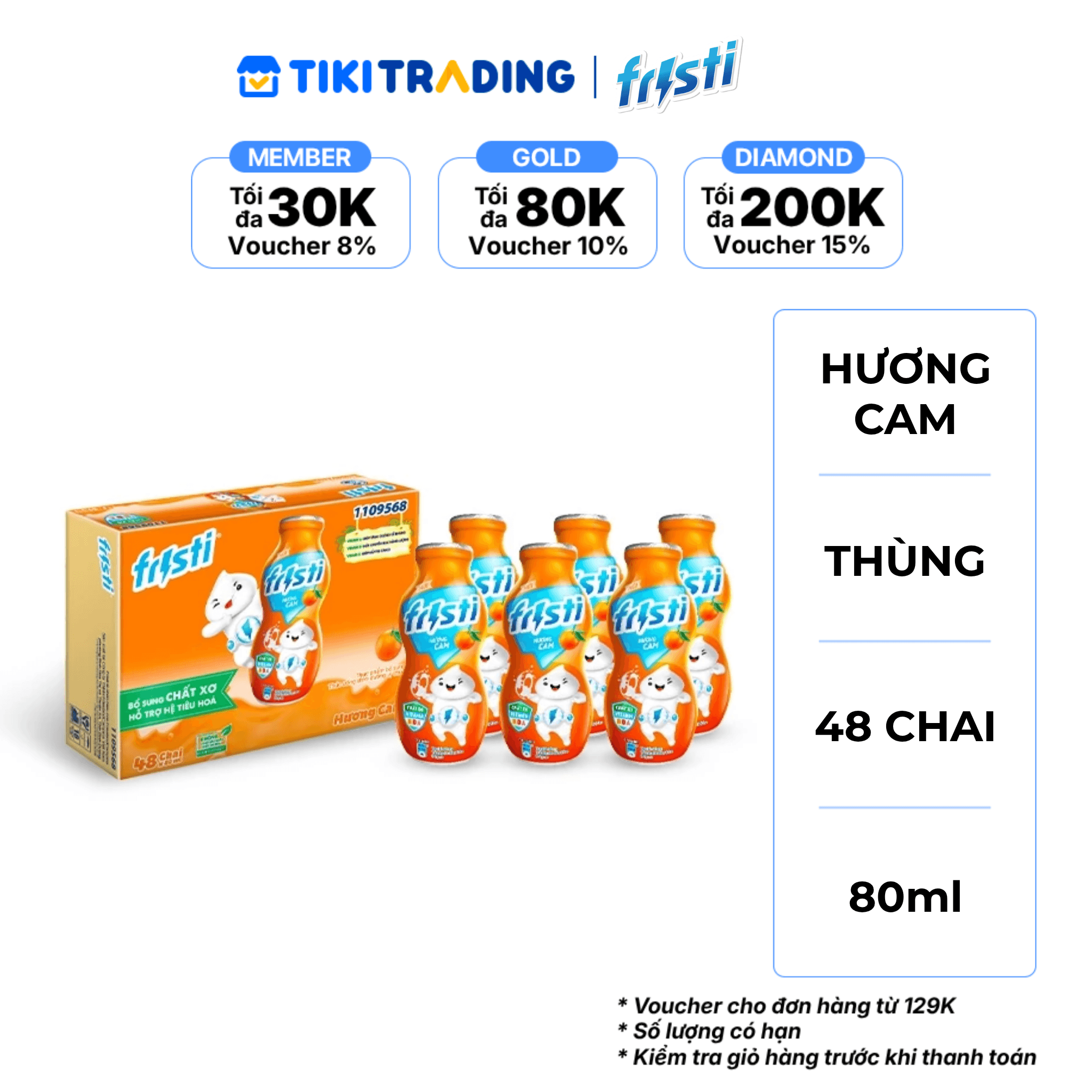 Thùng 48 chai sữa chua uống hương cam Fristi 80ml