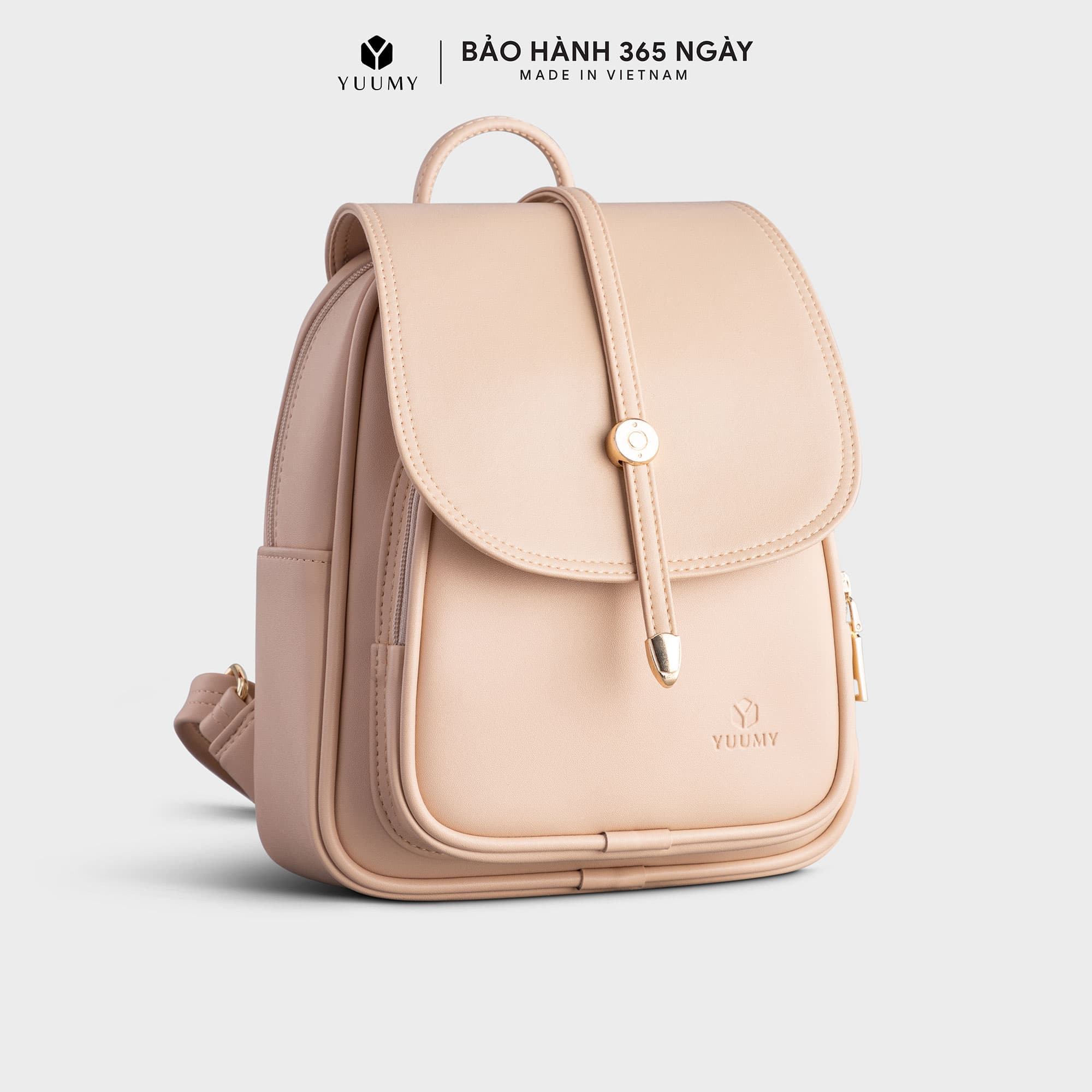 Balo Yuumy Thời trang nữ cỡ trung nắp gập Balo da Seasand YBA48 Kem