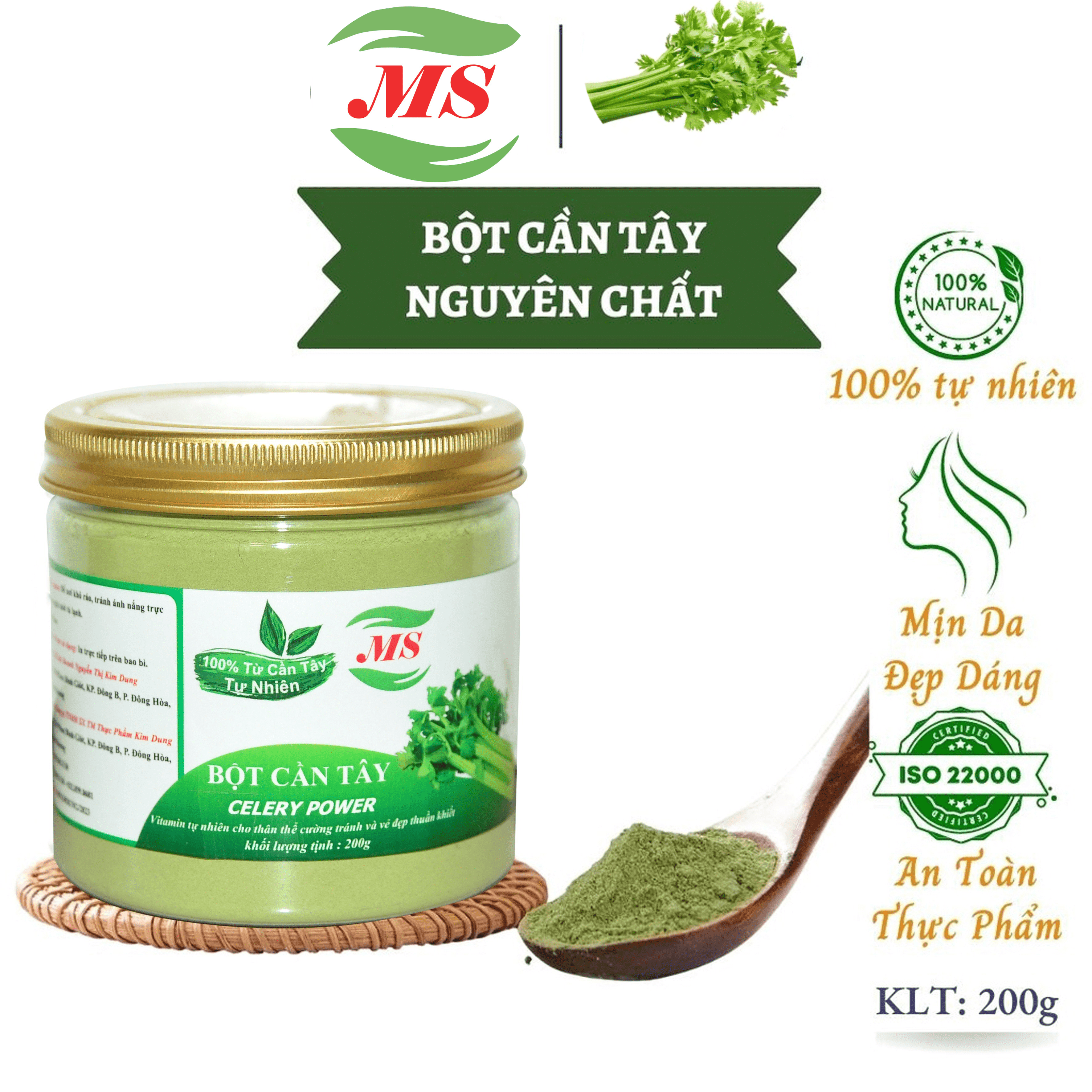 Bột cần tây nguyên chất MS Giảm cân đẹp da & thanh lọc cơ thể 200g
