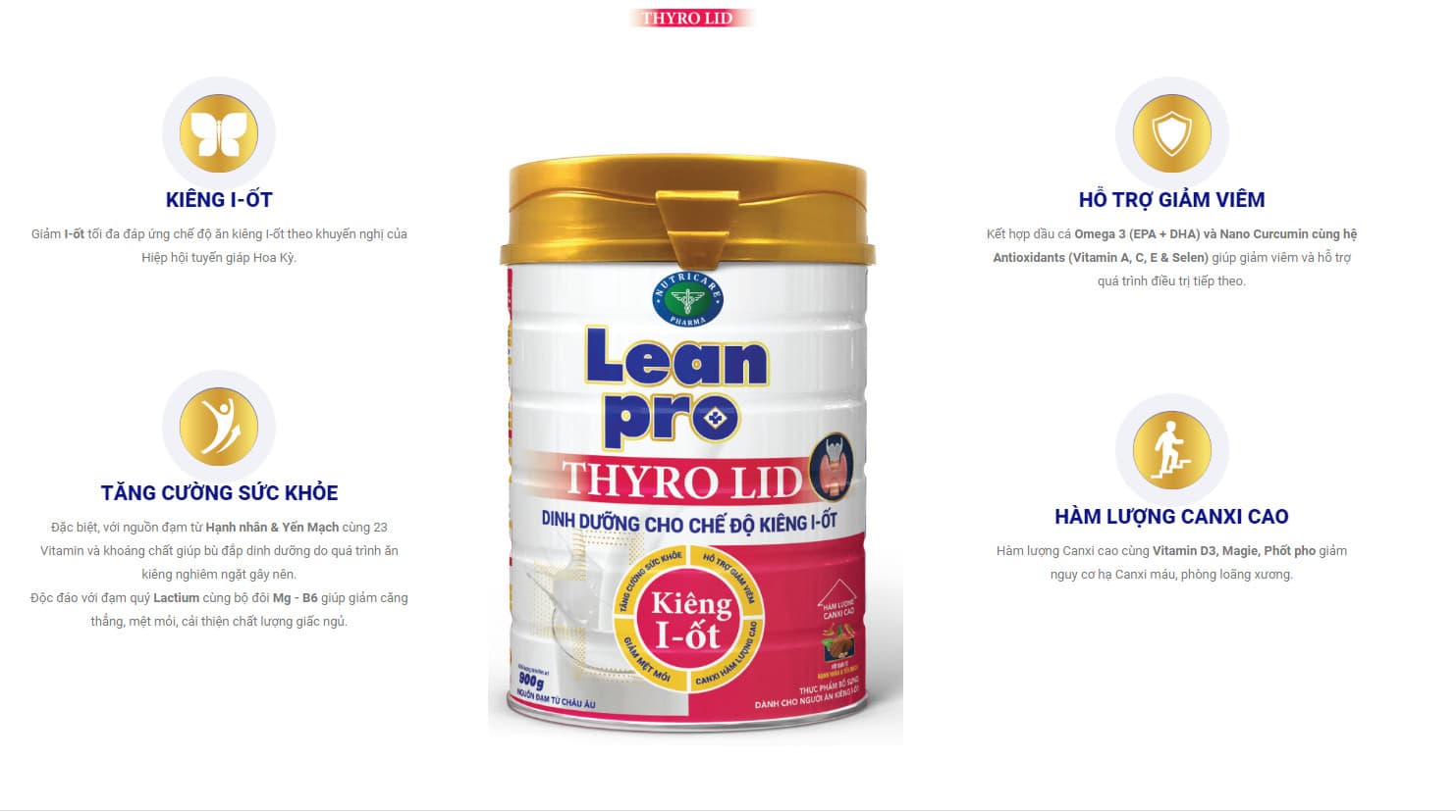 Leanpro Thyro LID 900G DINH DƯỠNG CHUYÊN BIỆT CHO NGƯỜI KIÊNG I ỐT
