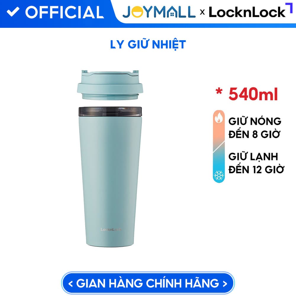 Bình giữ nhiệt LocknLock có 2 nắp thay thế Clip Tumbler 540ml LHC4279 Xanh da trời