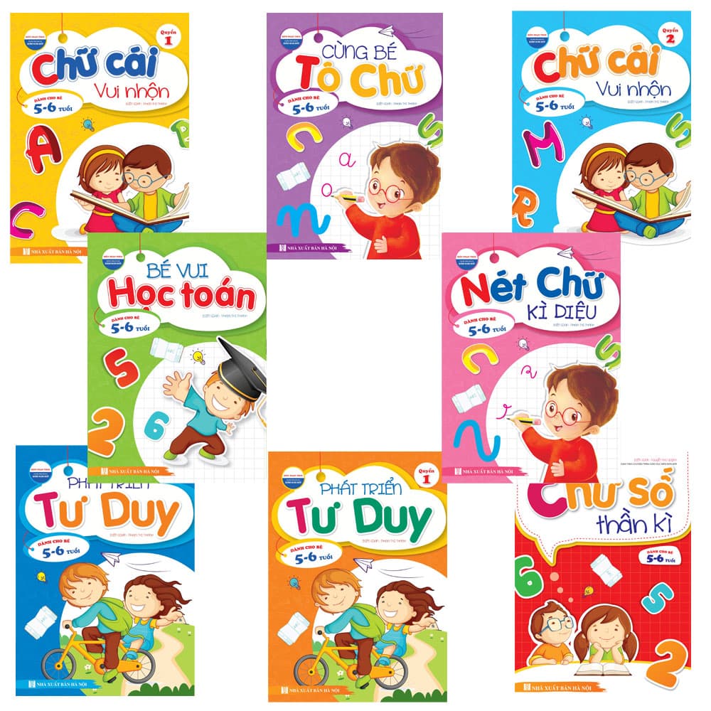 Combo 8 cuốn Bé học IQ 5 6 tuổi