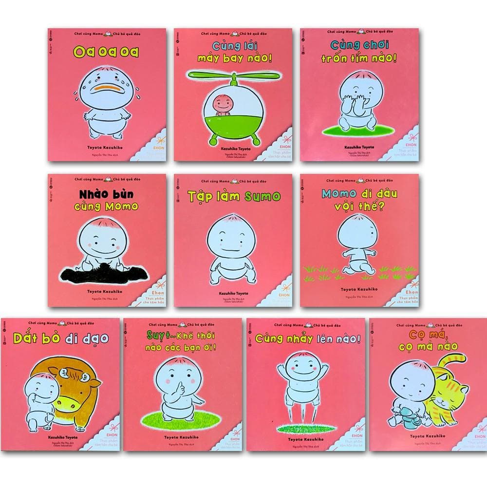 Sách Ehon Nhật bản Chơi cùng Momo Chú bé quả đào 1 Trọn bộ 10 quyển