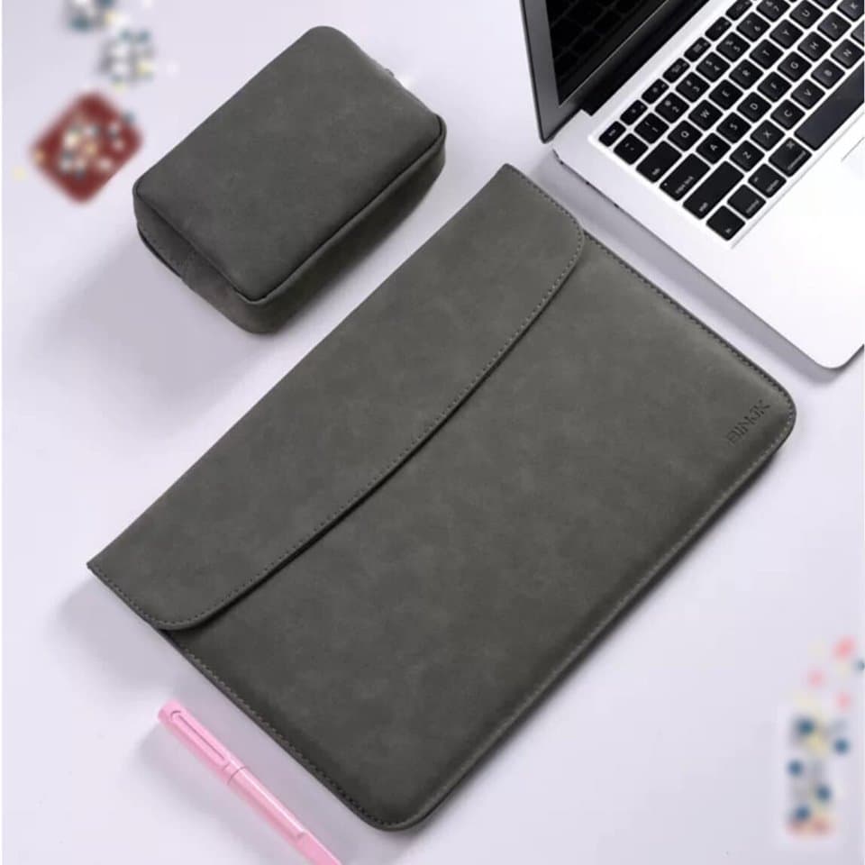 BAO DA TÚI DA CẶP DA CHỐNG SỐC CHO MACBOOK LAPTOP SURFACE KÈM VÍ ĐỰNG PHỤ KIỆN Xám Macbook Pro 13.3 inch đời 2019 2020
