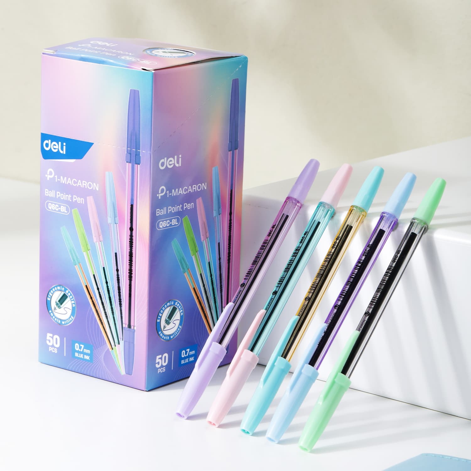 Combo 5 10 20 Bút Bi Dầu Nắp Đậy Deli EQ6C BL Viết Bi Giá Siêu Rẻ Chất Lượng Mực Nhiều Viết Mượt Ngòi 0.7 Phù Hợp Học Sinh Văn Phòng Xanh Combo 20