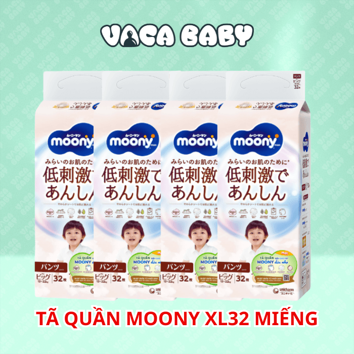 COMBO 4 BỊCH Bỉm quần Moony natural XL32